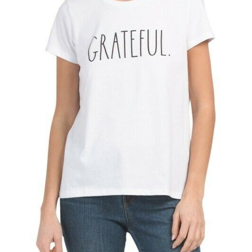RAE DUNN White XLARGE Women's GRATEFUL T-Shirt TEE